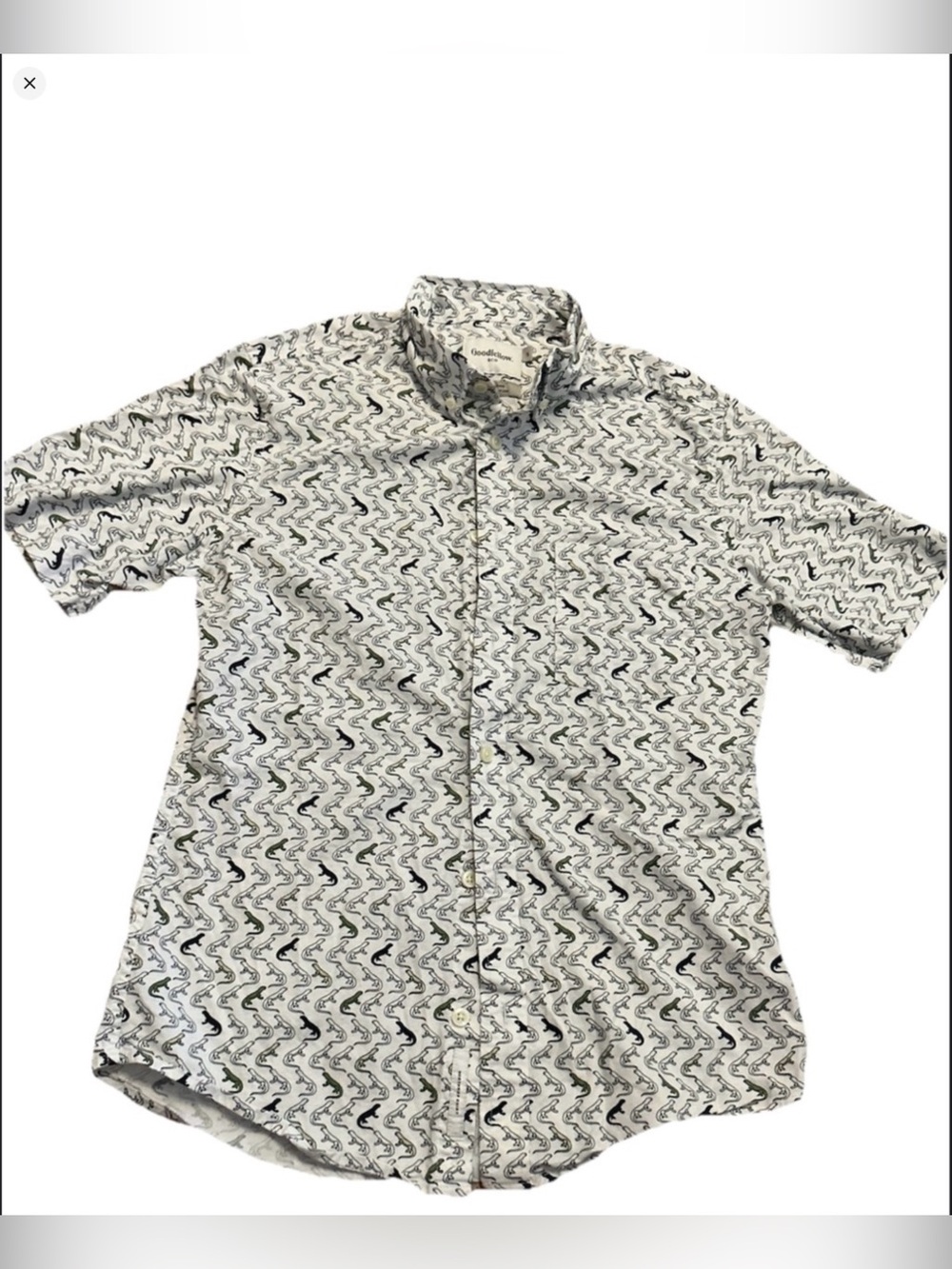 Goodfellow Alligator Print Button Up Shirt Mens S ShortSleeve Geometric Gator
